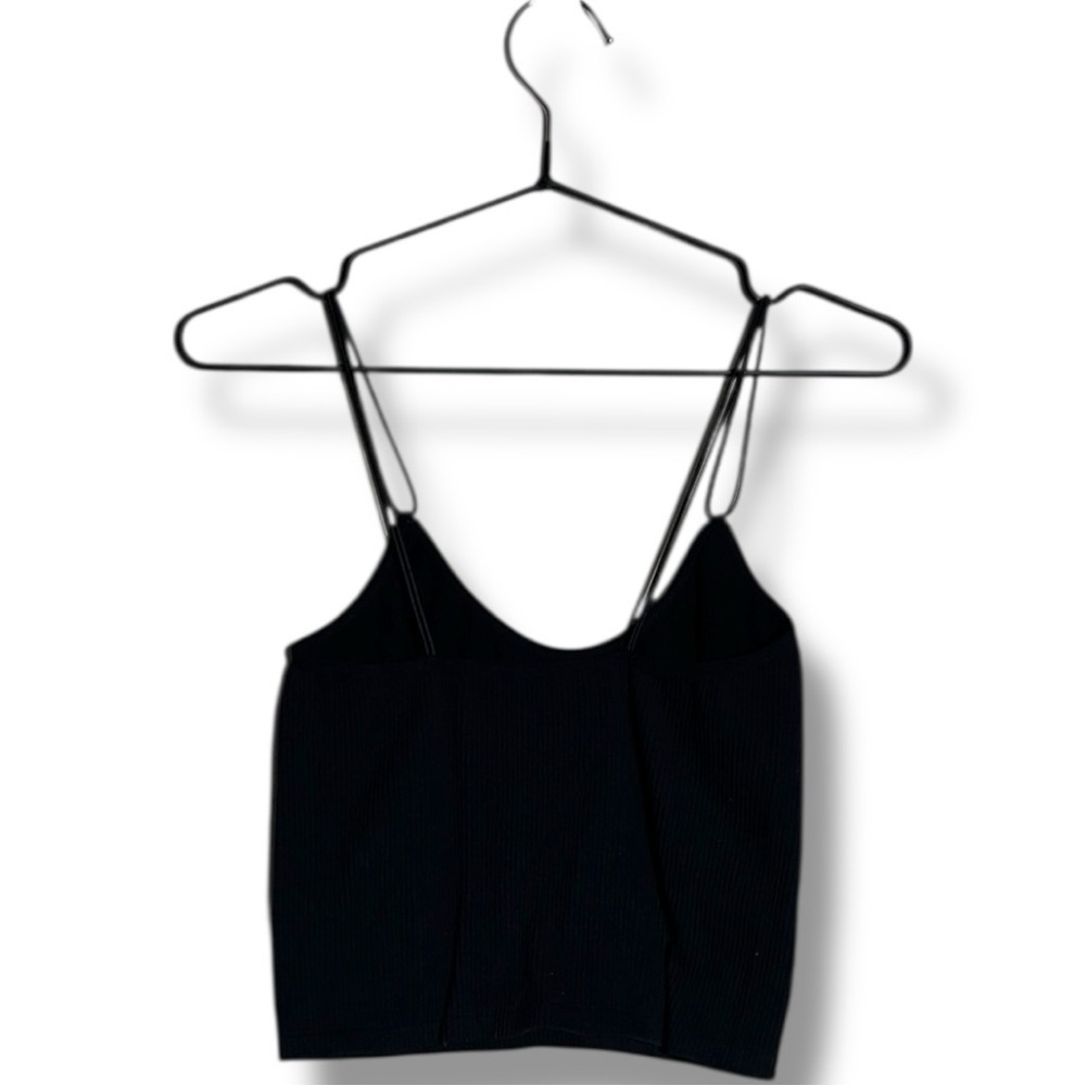 Zara Charcoal Scoop Neck Ribbed Skinny Double Strap Cropped  Camisole Top - Picture 9 of 13